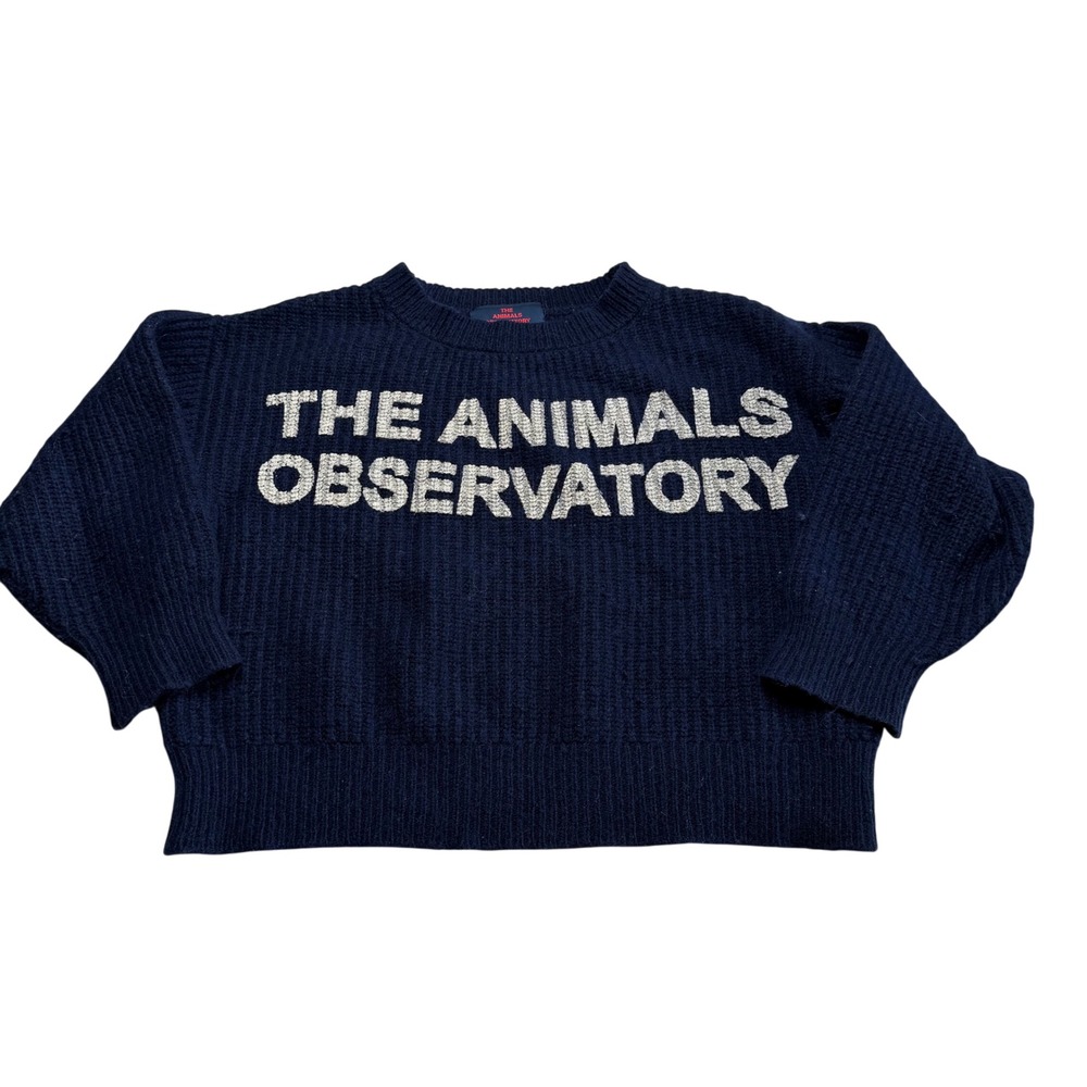 TAO The Animals Observatory Sweater Navy Blue Ribbed Logo Kid's Size 6